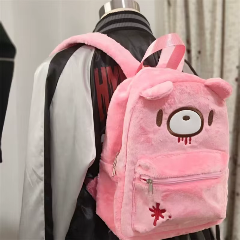 Sac à dos ours violenté sombre, mignon dessin animé japonais, sac à dos de grande capacité pour filles et étudiants, cartable décontracté à usage quotidien