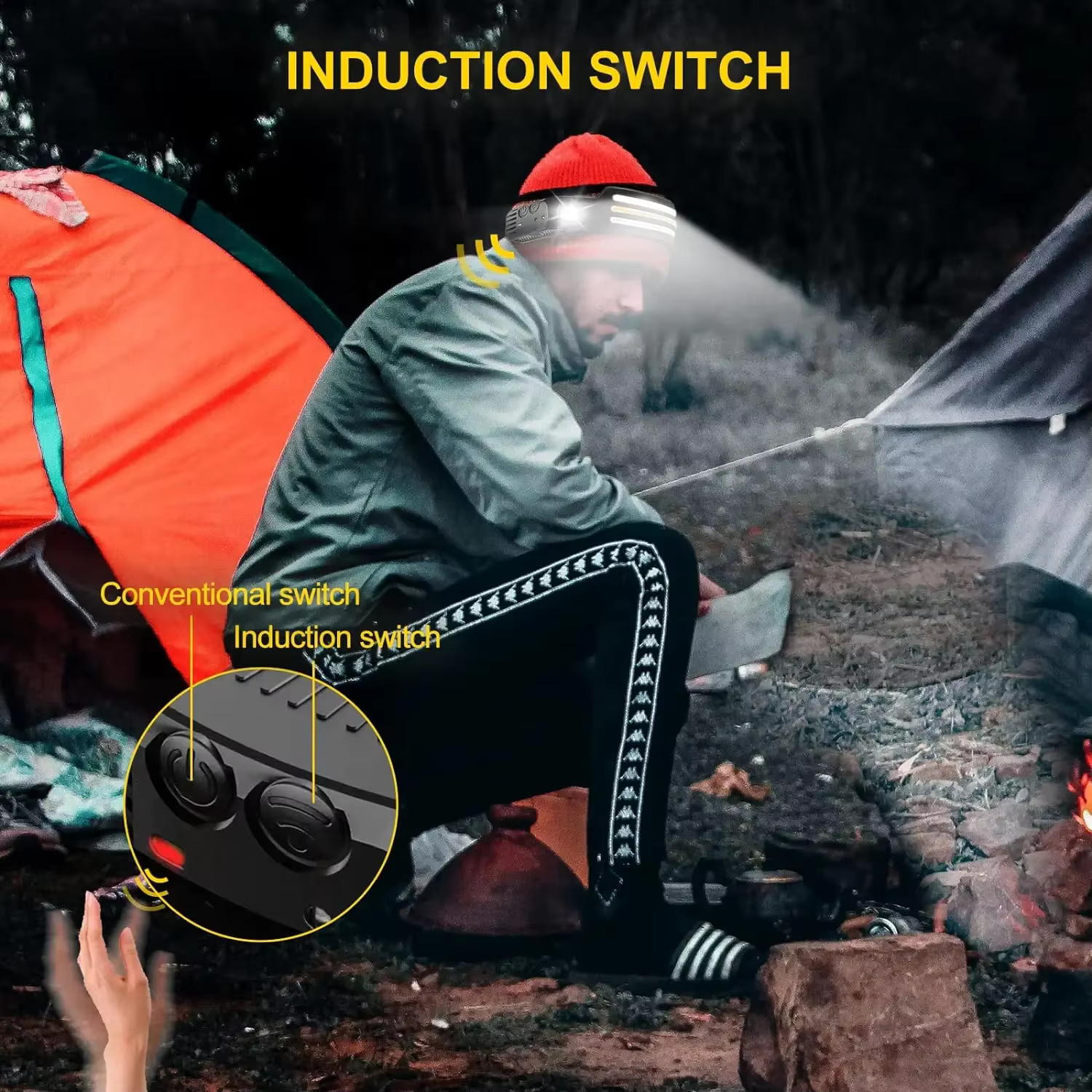 Lampe frontale à capteur de mouvement IR