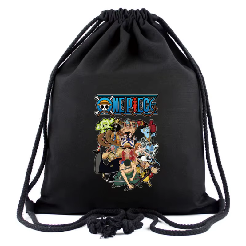Nouvelle animation de sac à dos une pièce autour de la bouche le plus vendu autour du sac de rangement de sac à dos en tissu Oxford avec poche à cordon Luffy.