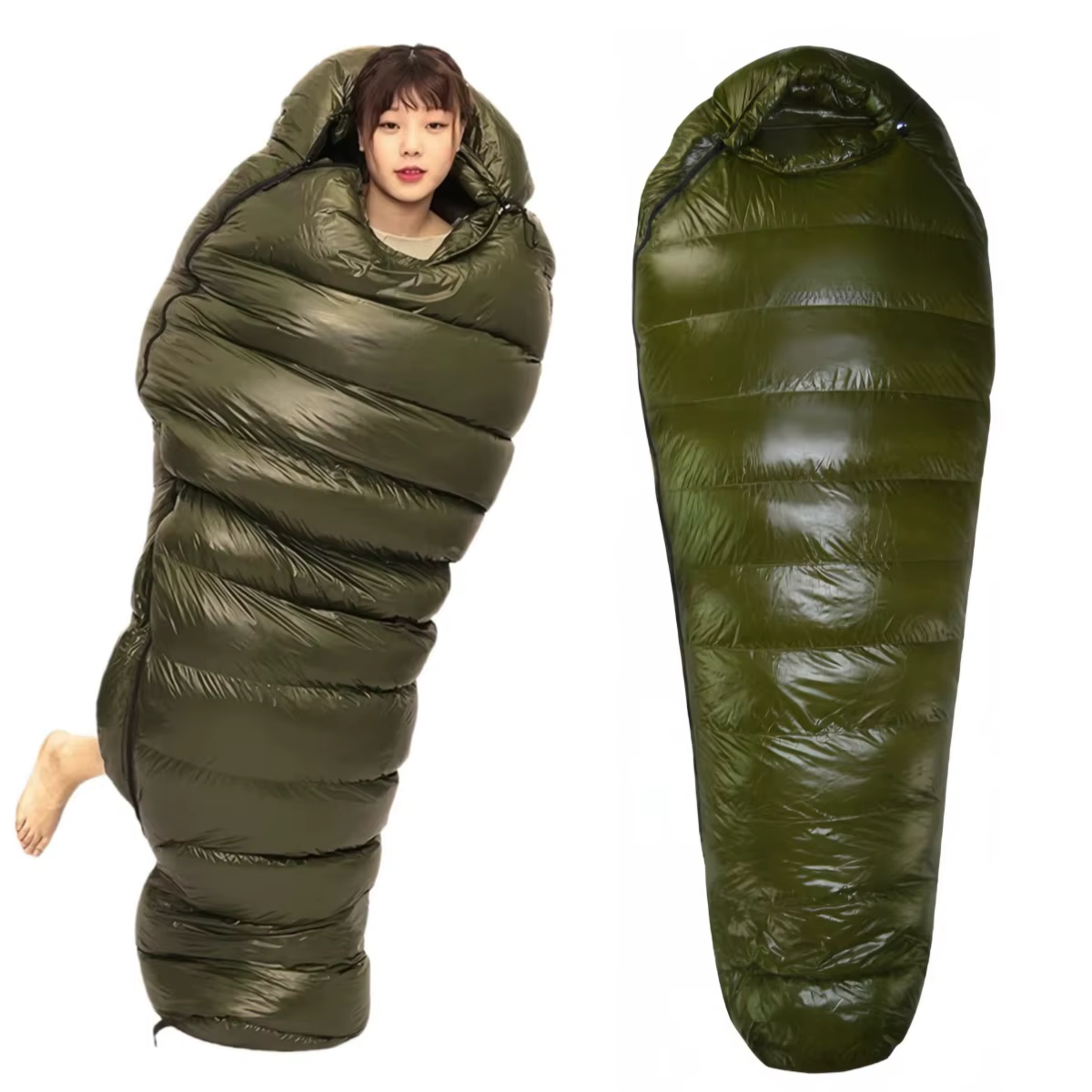 Sac de couchage en duvet d'oie thermique pour camping en plein air