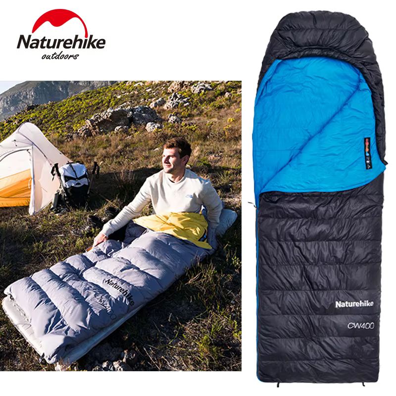 Natureifa-Sac de couchage de randonnée à capuche en duvet de canard
