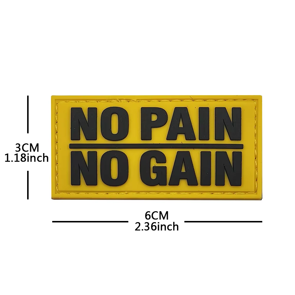 Accessoires de sac d'extérieur : Badge auto-agrippant inspirant 'No Pain No Gain', Autocollant en tissu brodé, Badge en PVC pour sac à dos