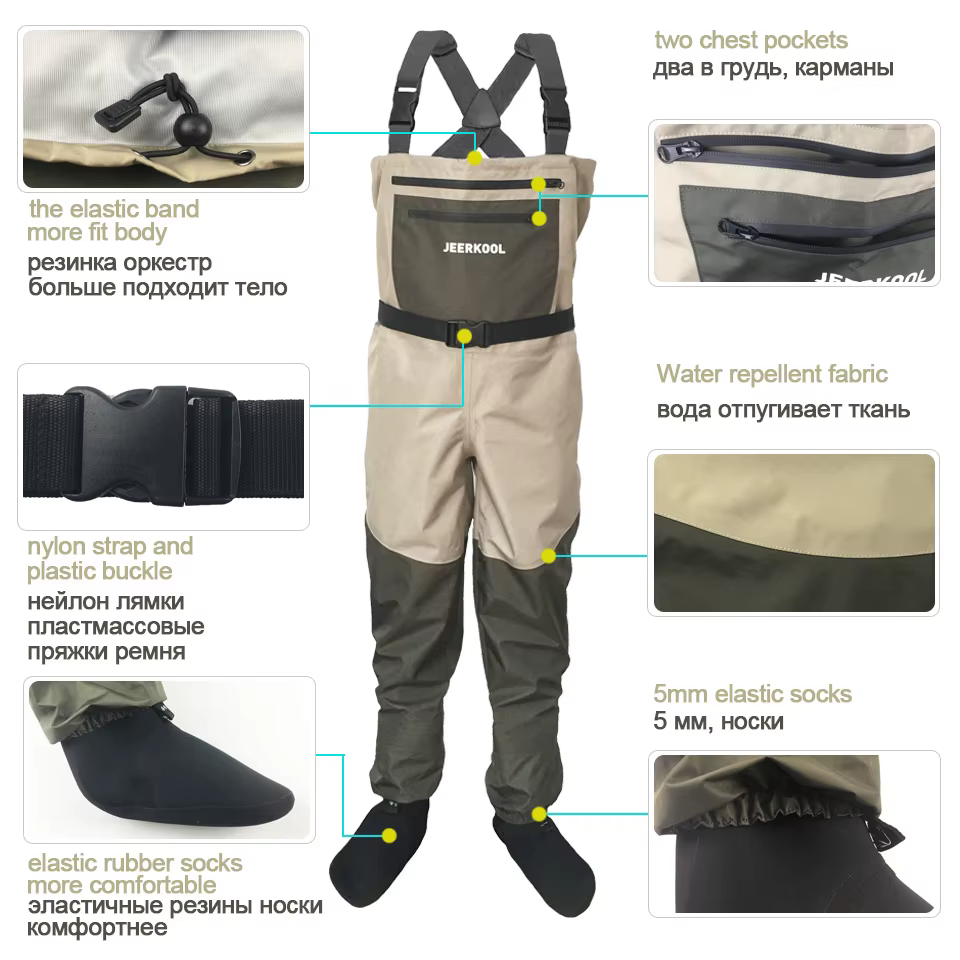 JEERKOOL Chaussures de pêche avec pantalon