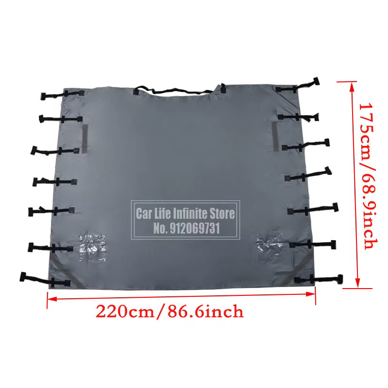 Couverture de Remorquage Avant pour Voiture, Bande de Moulage Anti-Poussière, Couverture Étanche pour Remorque de Camping-Car et Caravane, 220x175cm
