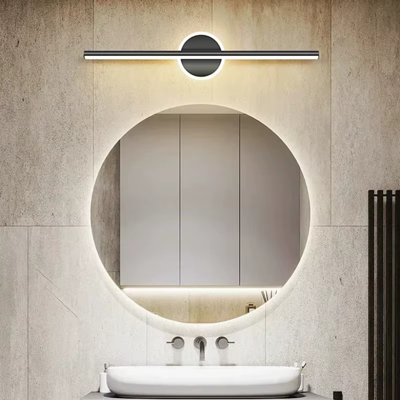 Salle de bain mur LED lampe miroir phare 40/60 cm moderne minimaliste chambre décoration or noir intérieur luminaires chambre