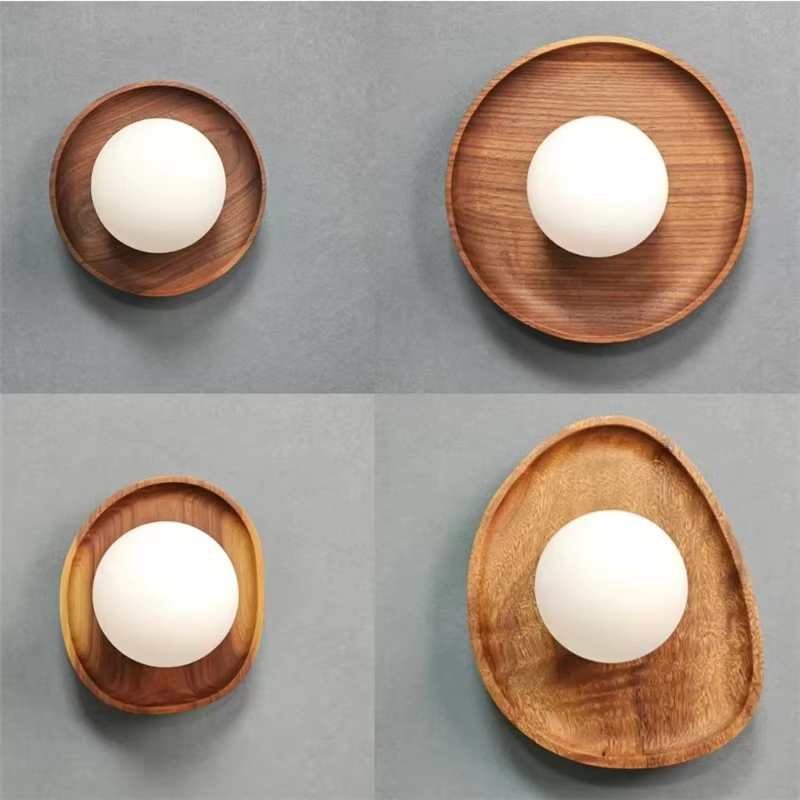 Applique Murale LED en Bois Naturel, Style Vintage, Rétro, Luminaire Décoratif d'Nik, Idéal pour une Chambre à Coucher, un Salon, un Couloir