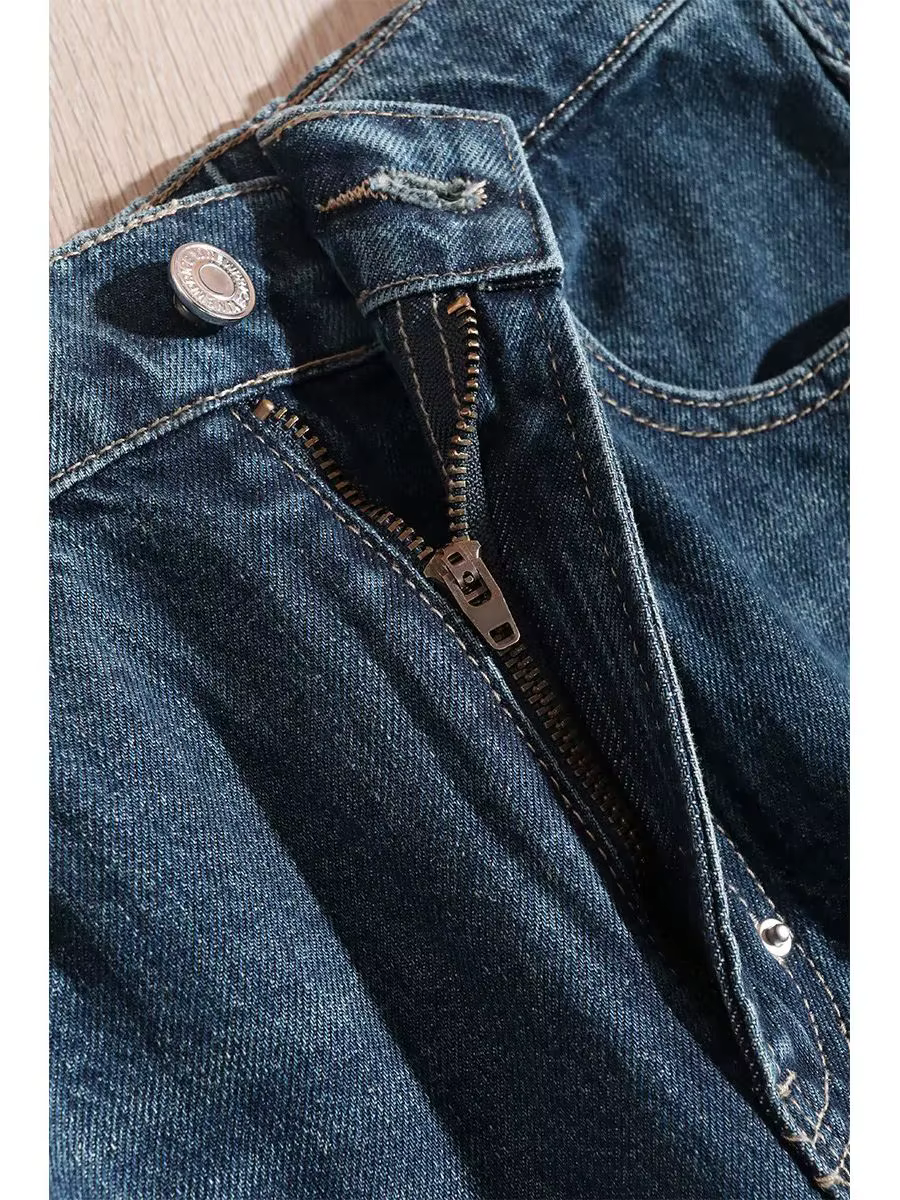 Modiis Yao-Jean baggy taille haute pour femme, pantalon en denim polyvalent, droit, adt, jambe large, mode rétro, décontracté, hiver, 2023