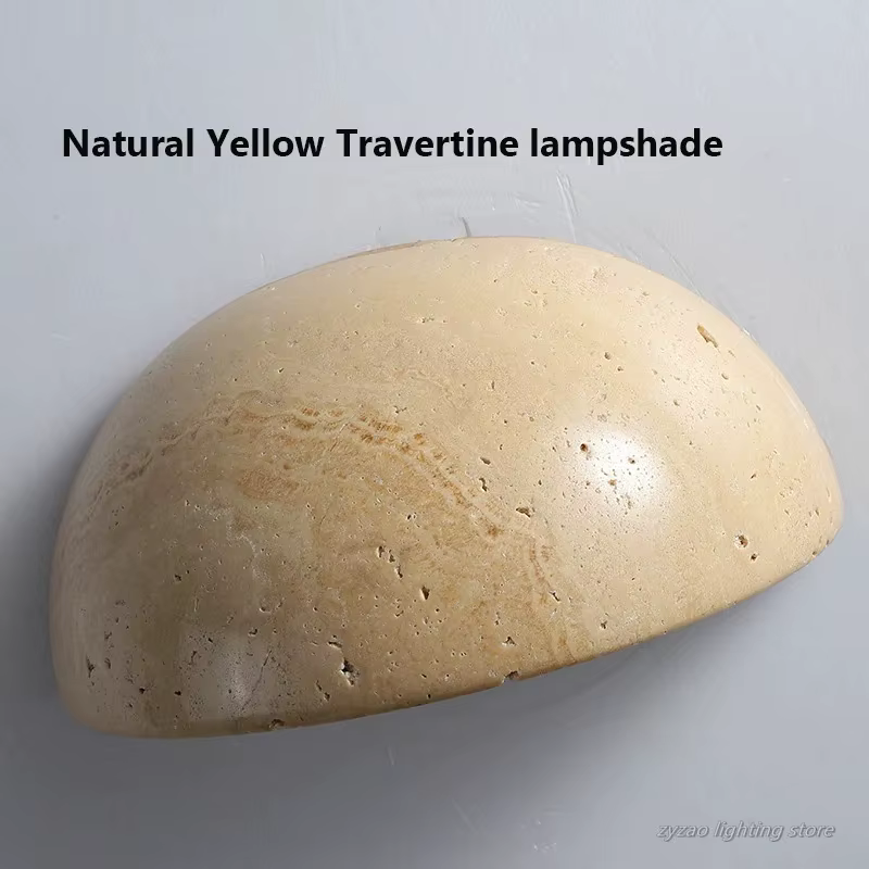 Rétro Semi circulaire pierre naturelle Art applique jaune travertin LED