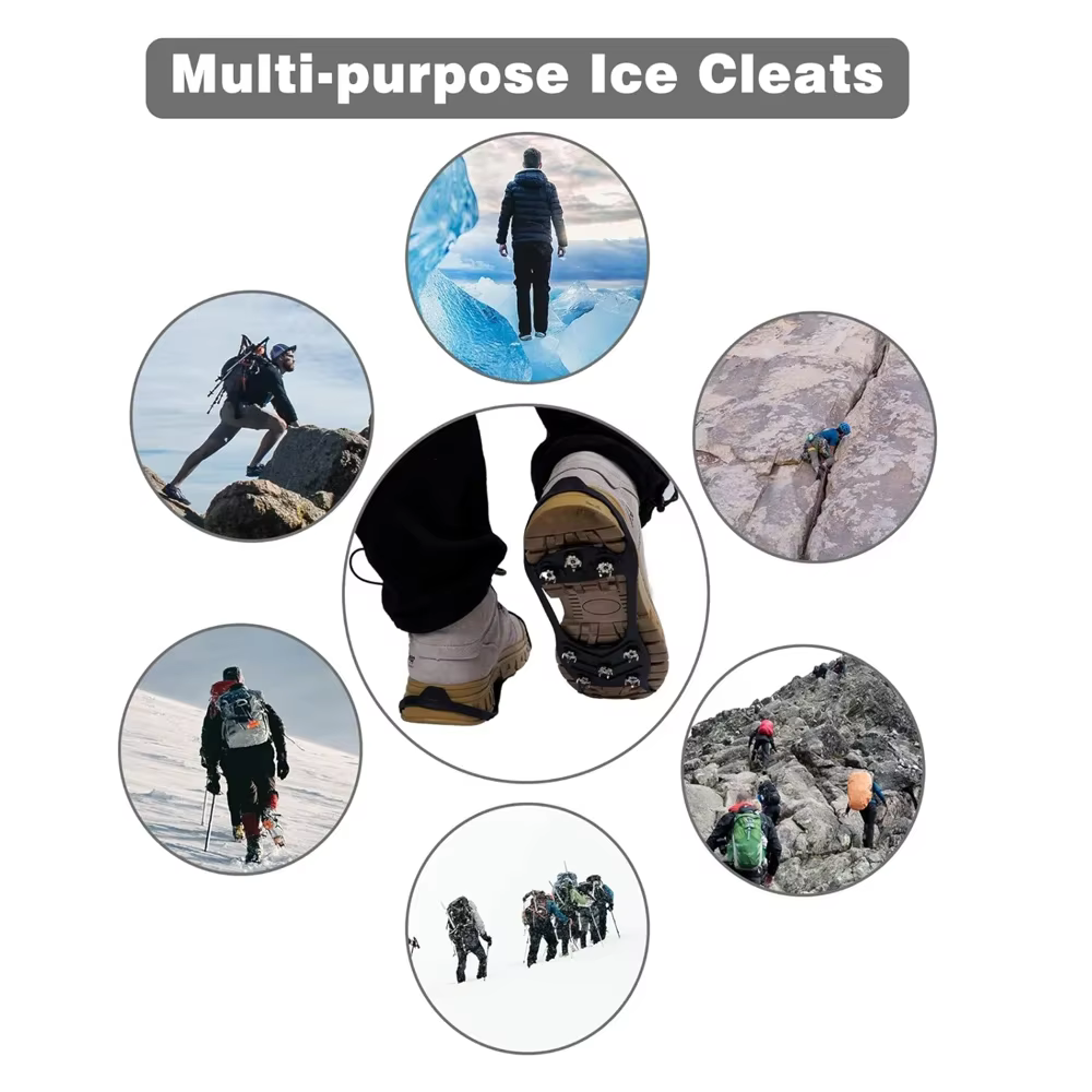 Crampons à 8 dents pour bottes de neige et de glace