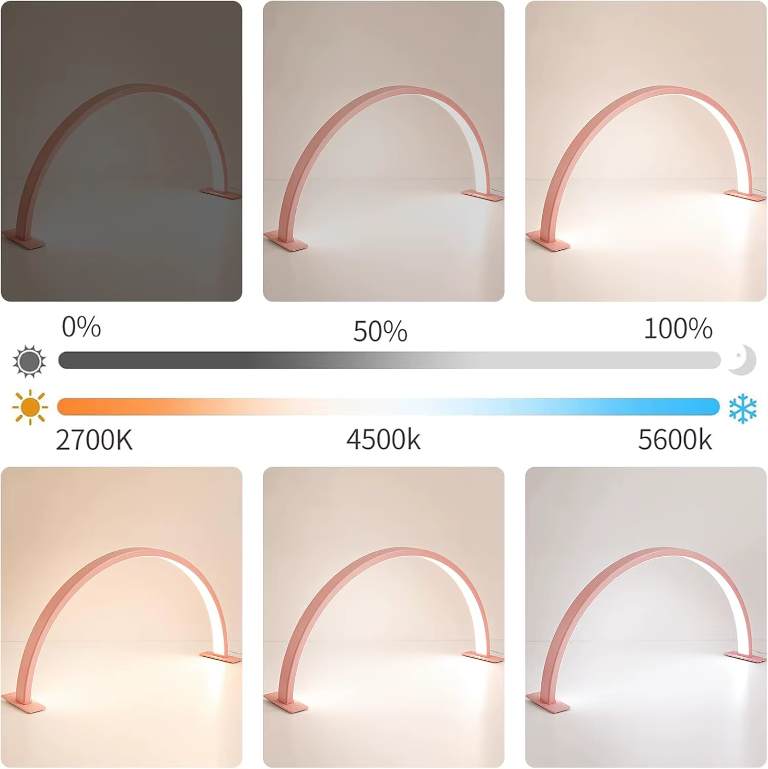 Nouvelle Lampe Demi-Lune 50W pour Ongles avec Interrupteur Rotatif 29 pouces, Lampe de Bureau pour Ongles, Salon de Beauté, Cils, Manucure, Lumière LED Demi-Lune Dimmable