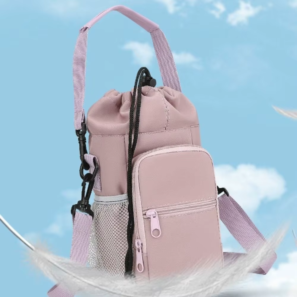 Sac de bouteille d'eau Portable universel, mains libres, avec poche pour téléphone, tasse isolée, housse de protection, sangle réglable, léger