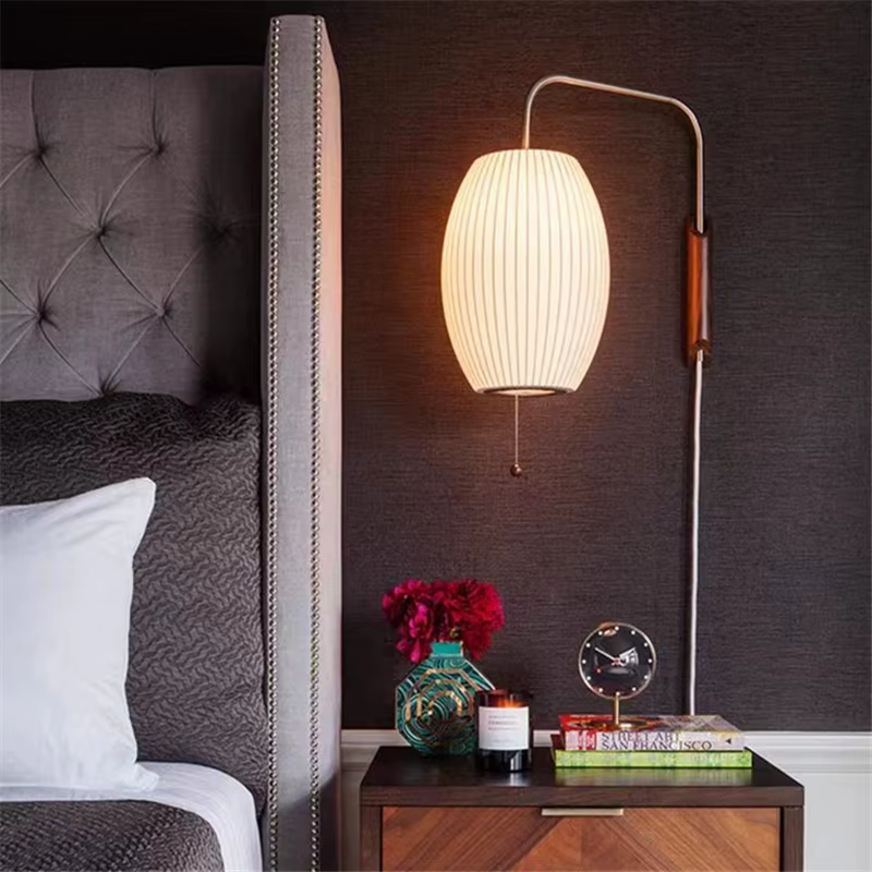 Nelson bulle applique E27 japonais soie applique pour salon décoratif mur étude allée chambre lampe de chevet