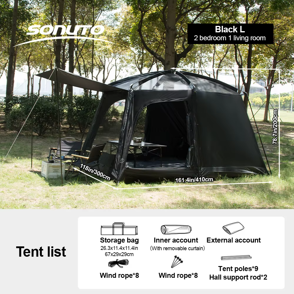 Tente familiale de Camping en plein air pour 3 à 12 personnes, Double couche surdimensionnée, 2 pièces, auvent épais et imperméable, équipement de tournée de camp familial