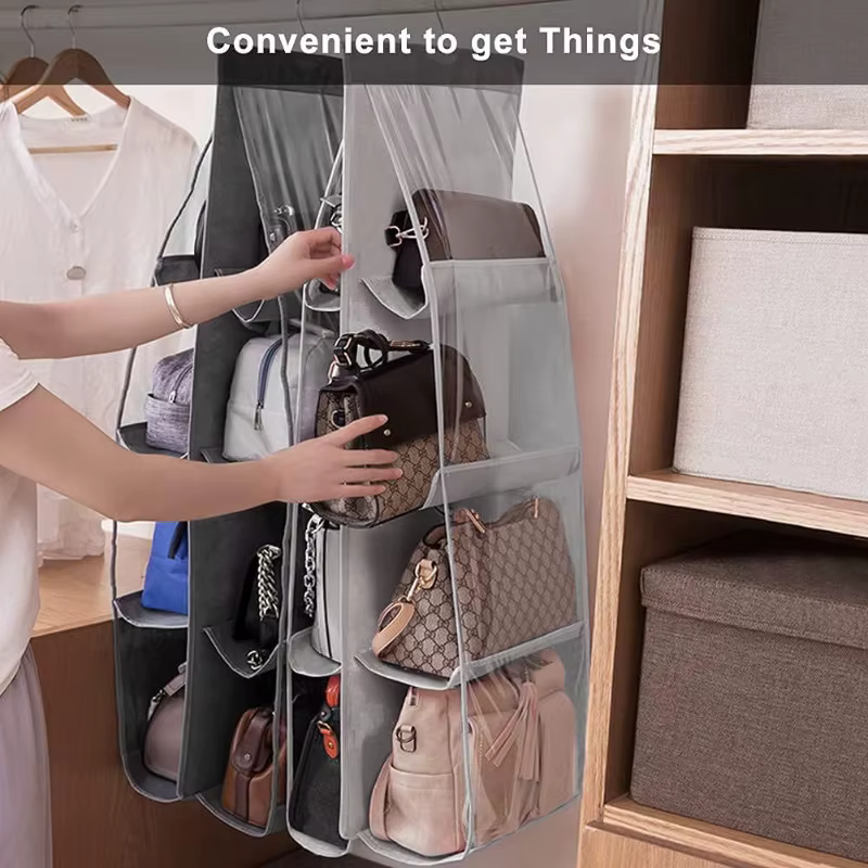 Sac de rangement suspendu en tissu Double face, multicouche, anti-poussière, Type suspendu, sac de garde-robe domestique, support de rangement