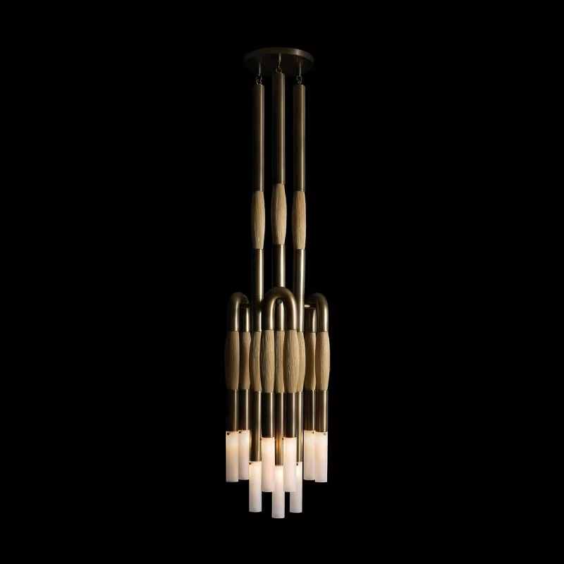 Appareil-chapeau en laiton Led lustre américain Vintage marron cuivre suspension pour chambre salle à manger salon appliques