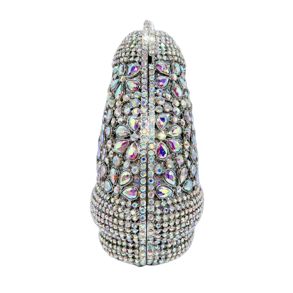 Sac de dîner fleur lilas à cinq pétales avec diamants