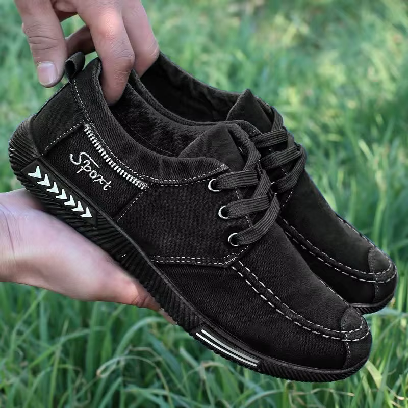 Baskets de marche plates en denim pour hommes, chaussures en toile pour hommes, chaussures décontractées confortables, marque de mode, nouveau, 2025