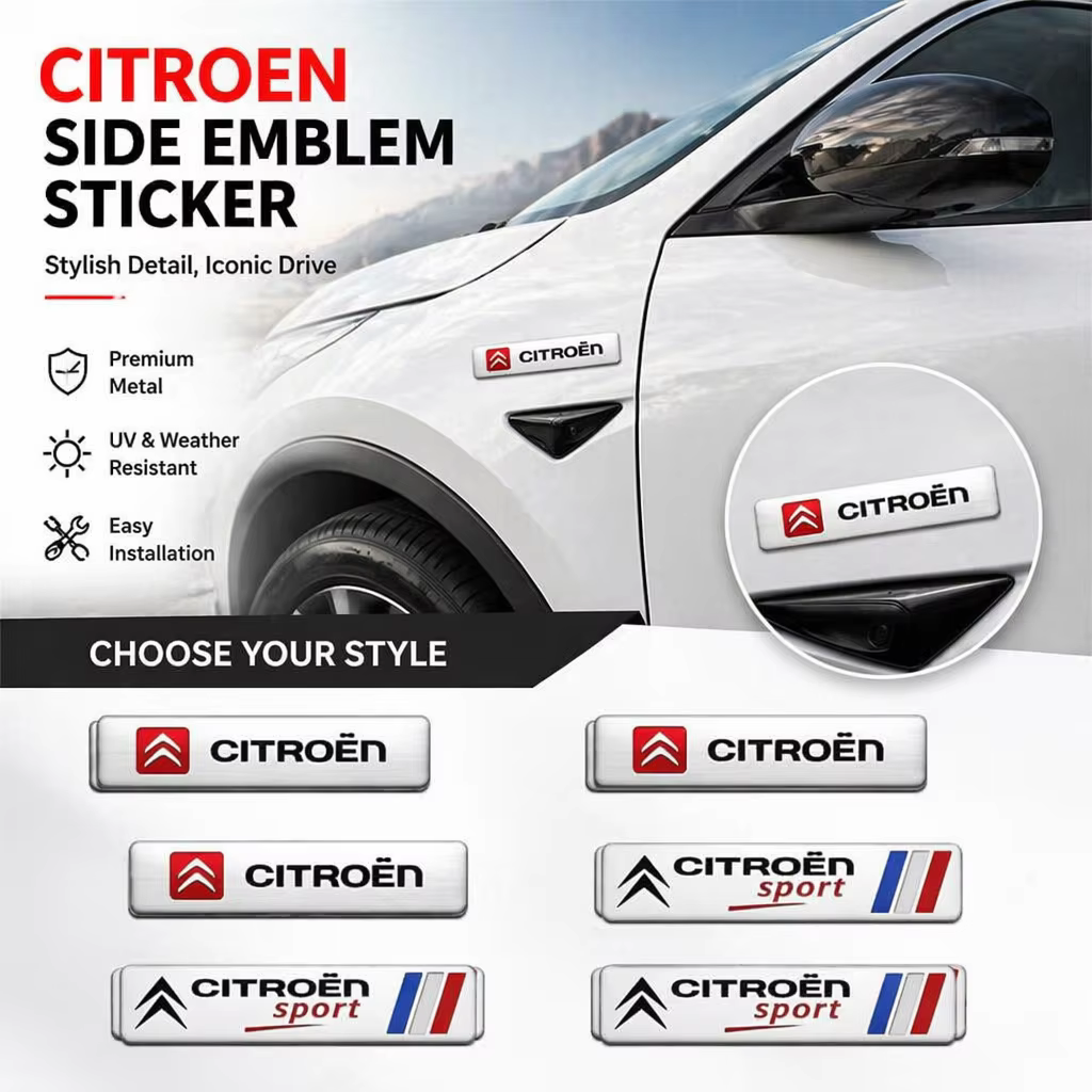 Autocollants 3D en alliage métallique pour voiture Citroën C1 C2 C3 C4 C4L C5 C6 C7 C8 C-ELYSEE Berlingo, logo de sport automobile, pour carrosserie et coffre