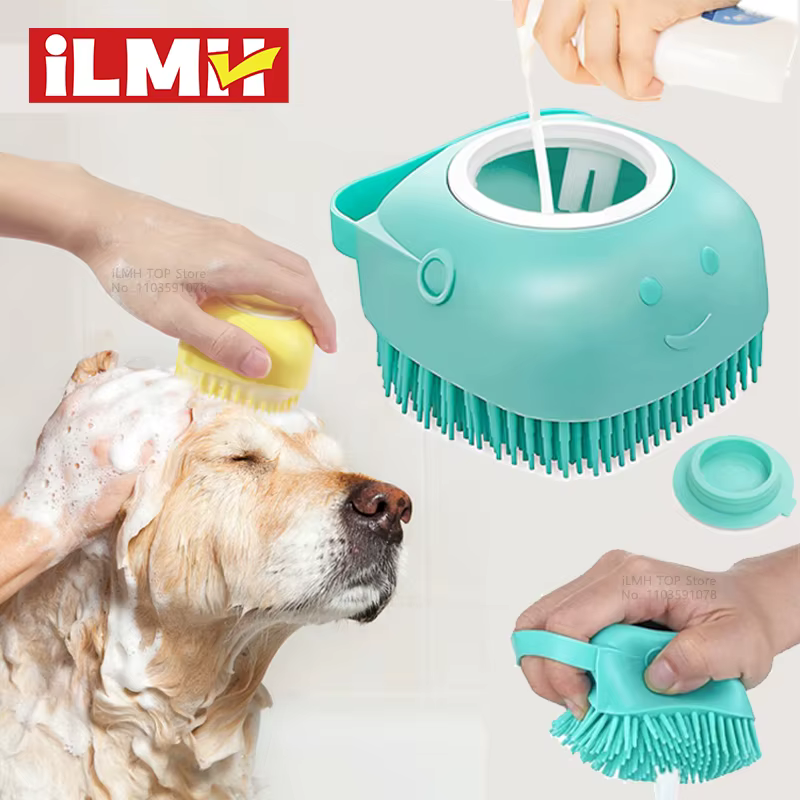 Brosse de bain en silicone souple pour animaux de compagnie