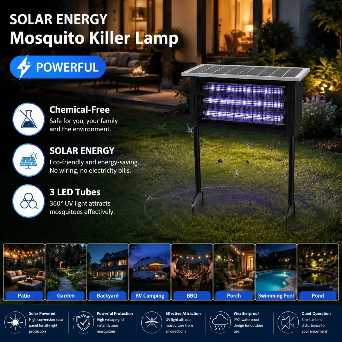Lampe solaire anti-moustiques JOYINLED avec lumière