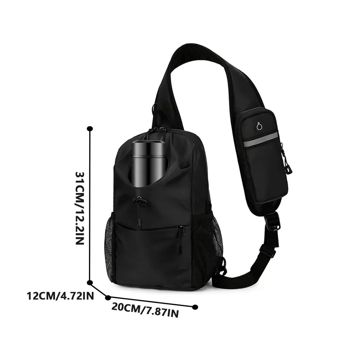 Sac de poitrine de sport et de loisirs à la mode, matériau en nylon imperméable, sac de rangement pour téléphone, multifonctionnel et multicouche