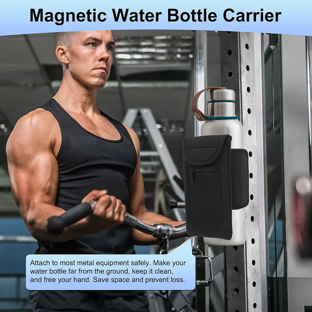 Support magnétique de sac de bouteille d'eau de gymnastique, aimant intégré pour une fixation facile à la Surface métallique, pochette de manchon de bouteille magnétique