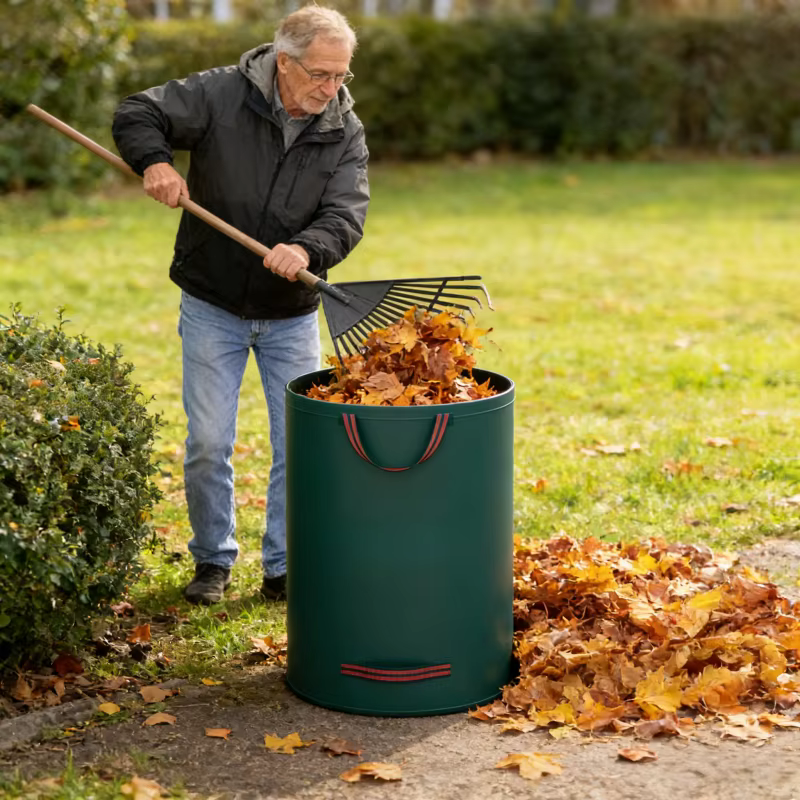 Sac de Jardin Tissé pour Déchets, Sac à Feuilles Imperméable Pliable, Sacs de Jardin Renforcés avec Poignées 120L 300L 500L pour Pelouse, Herbe, Feuilles et Débris