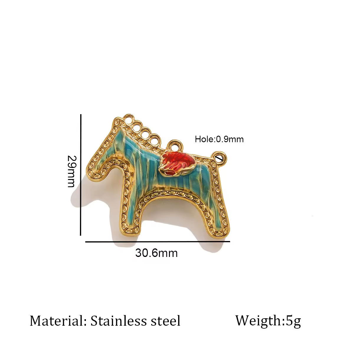 Collier bohème populaire en Europe et en Amérique, ethnique, en pierre naturelle, fait main, avec perles et pendentif cheval et poisson en acier inoxydable coloré