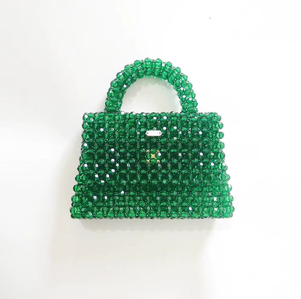 Sac à main perlé en cristal transparent pour femme