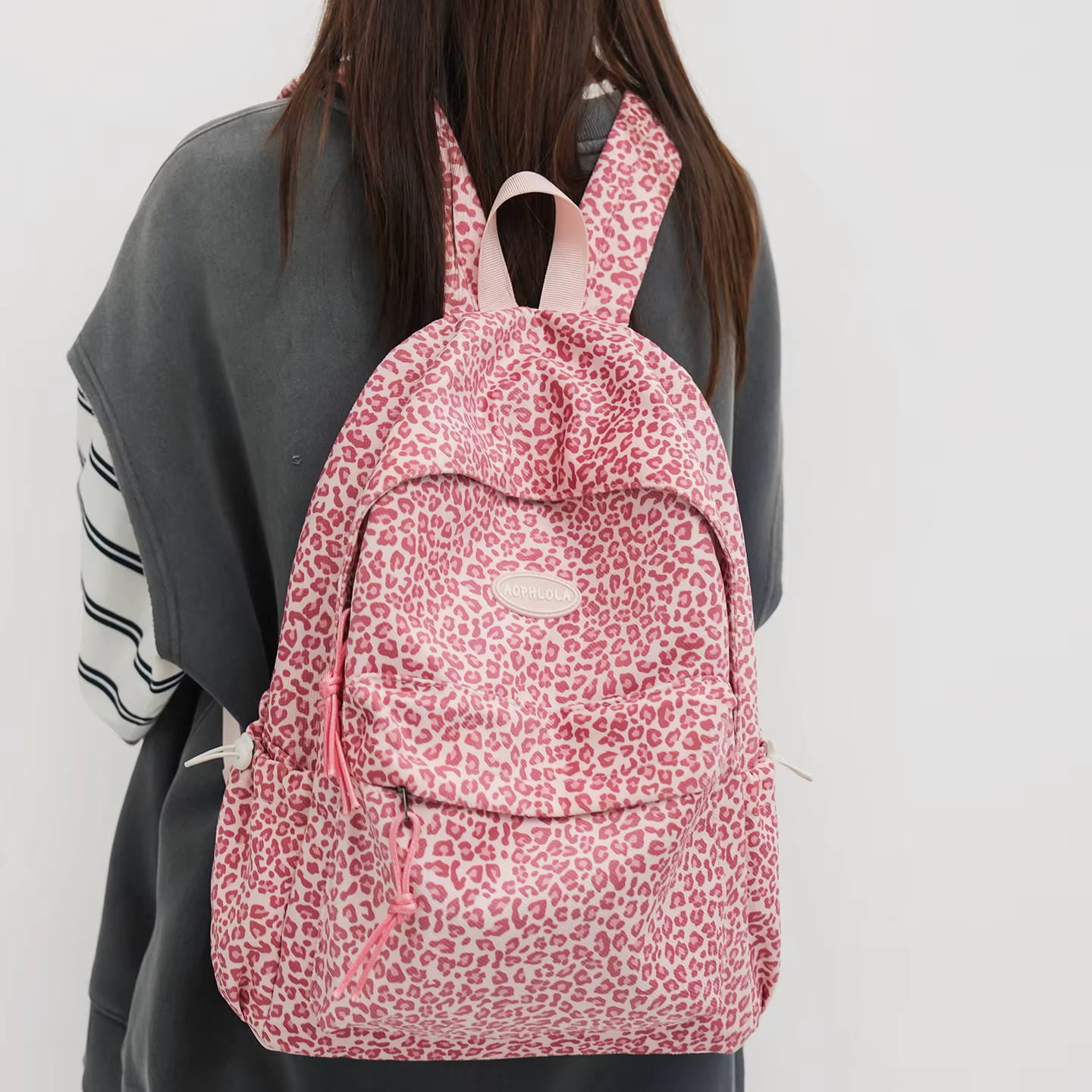 Matériel en daim imprimé léopard femme sac à dos école livre sacs pour adolescentes femme étudiant dame loisirs BagPack