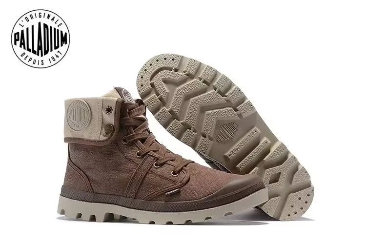PALLADIUM Pallabrouse baskets marron foncé hommes/femmes haut de gamme armée loisirs bottines toile chaussures