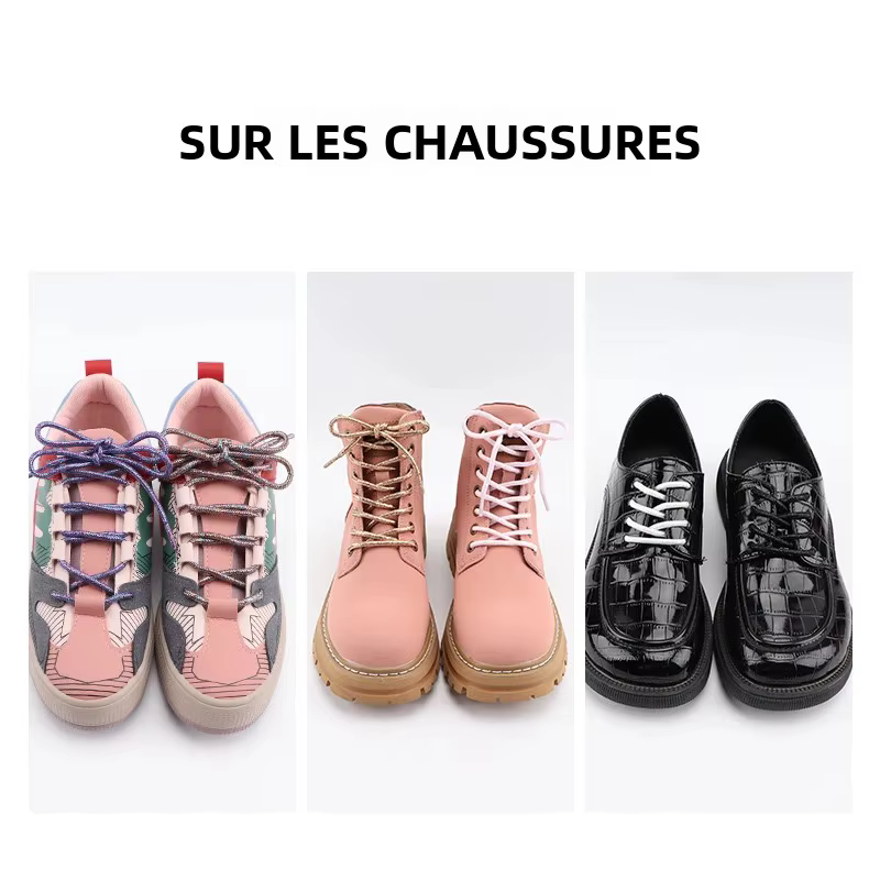 Lacets ronds métalliques scintillants or et argent, lacets de chaussures en soie brillante pour le sport et les loisirs, lacets colorés dégradés arc-en-ciel