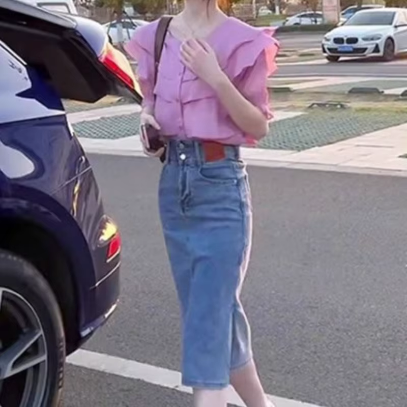 Femme élégante jupe en jean Chic et élégant jupes en jean pour les femmes offre Promotion chaud Premium Streetwear 2025 tendance décontracté pas cher