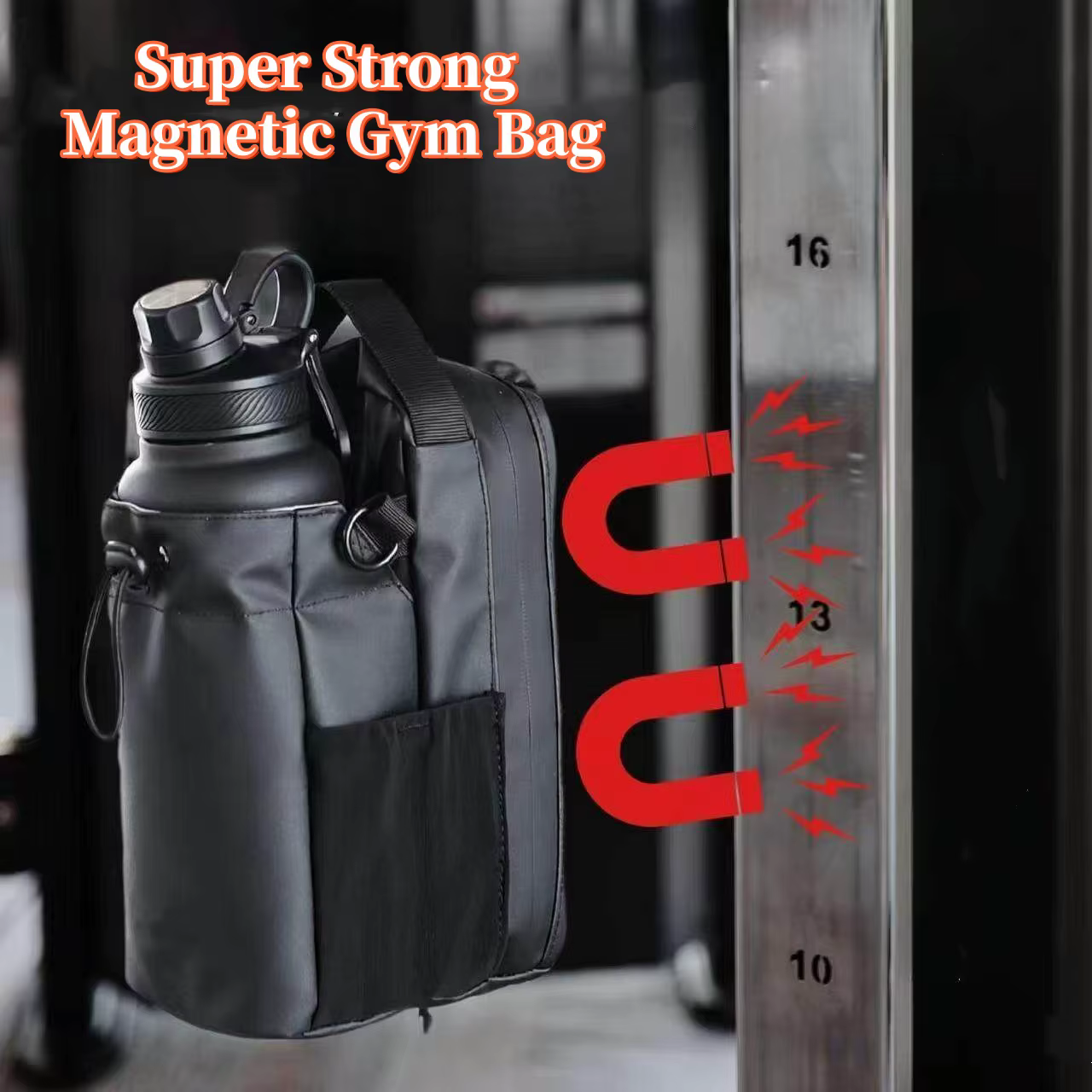Sac de sport magnétique grande capacité avec poche pour téléphone, pochette portable pour bouteille d'eau, accessoires de gym, sac de sport
