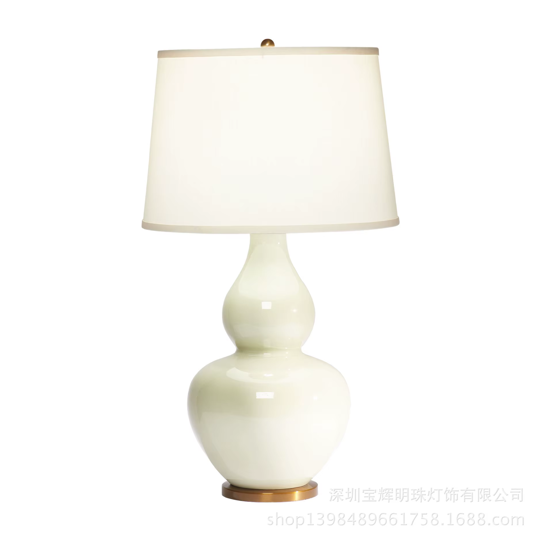 Lampes de Table en céramique rétro européennes, corps de lampe gourde en céramique blanche pour chambre à coucher, salon, lampe d'étude