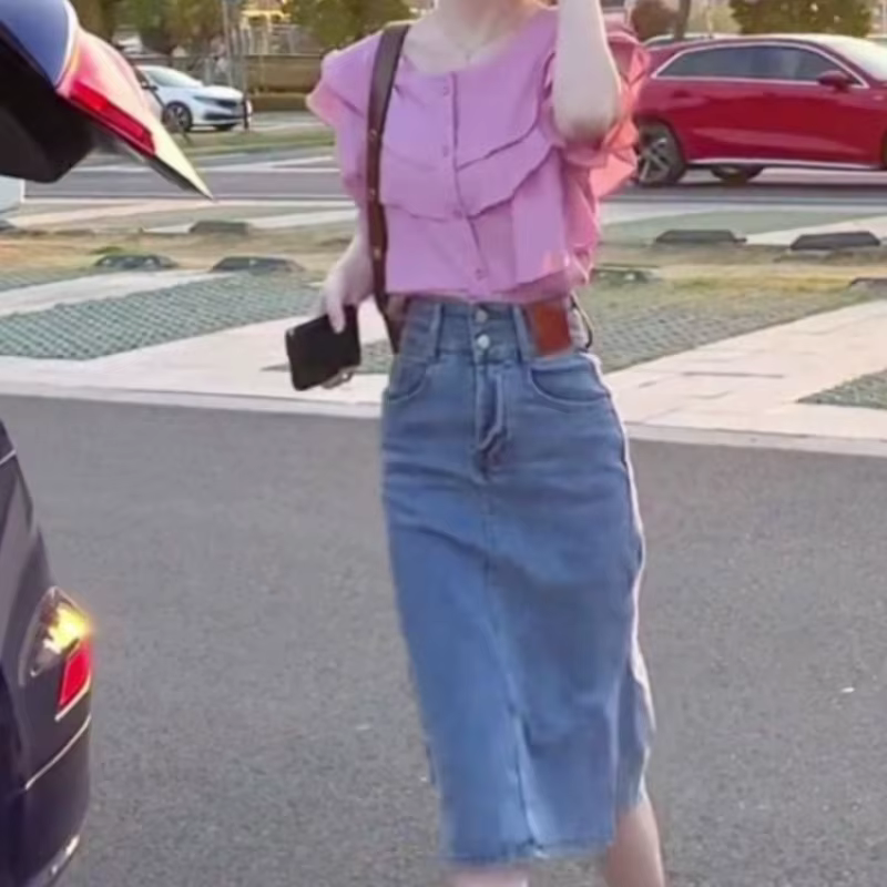 Femme élégante jupe en jean Chic et élégant jupes en jean pour les femmes offre Promotion chaud Premium Streetwear 2025 tendance décontracté pas cher