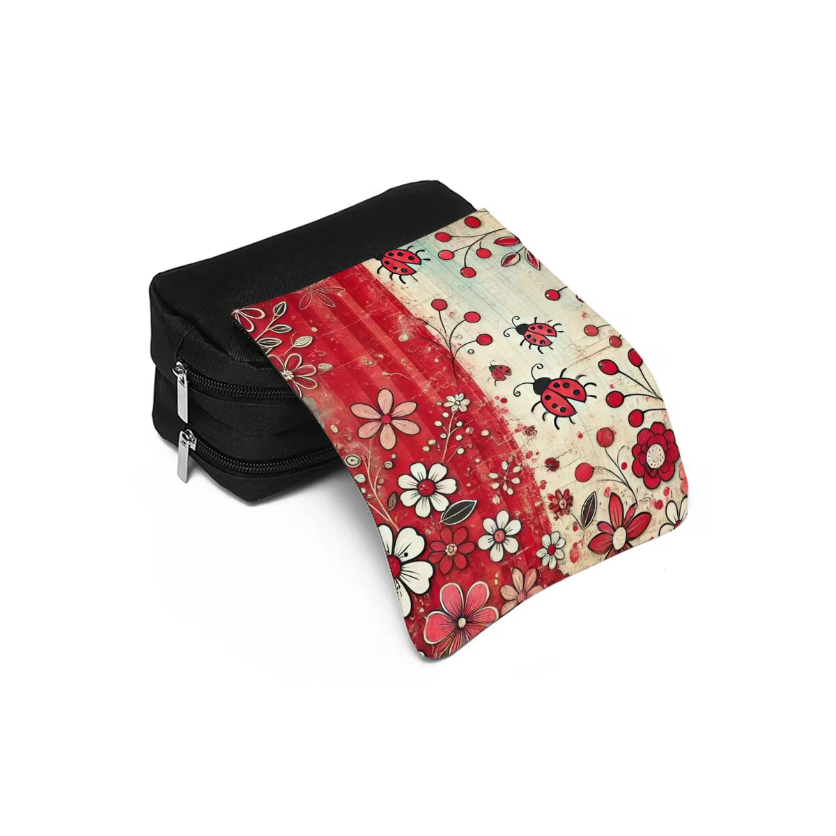 Étui à crayons double couche motif coccinelle, fleur et champignon pour garçon/fille, meilleurs cadeaux, trousse scolaire 2D dessin animé pour enfants