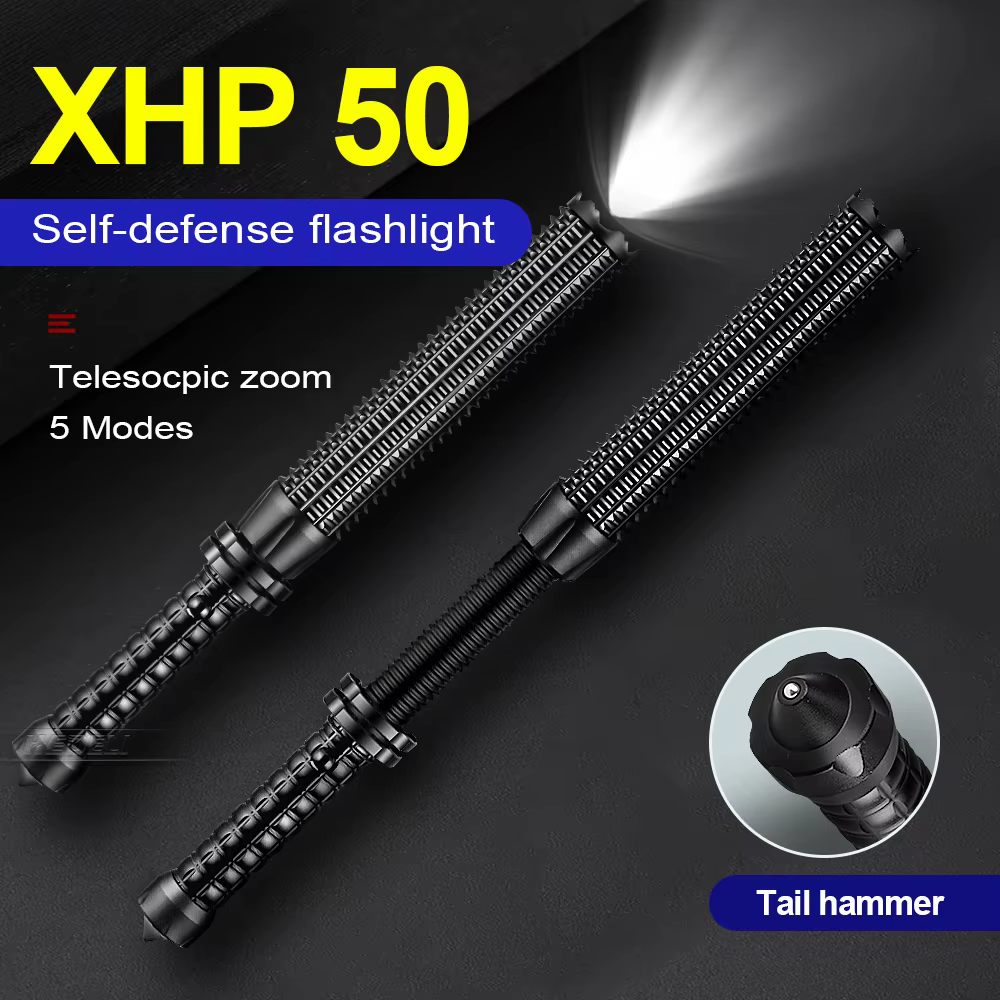 Lampe Wolf Tooth, lampe torche anti-éblouissement, auto-défense, étanche, pour équipement anti-émeute d'urgence, bâton télescopique rechargeable pour l'extérieur