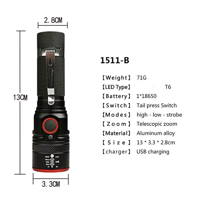 Lampe de poche LED aste en alliage