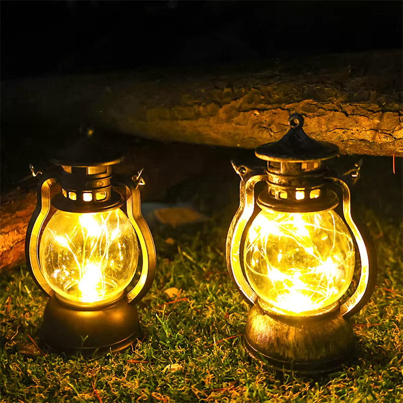 LED rétro lampe Portable Camping en plein air lanterne dynamique flamme lumière alimenté par batterie tente