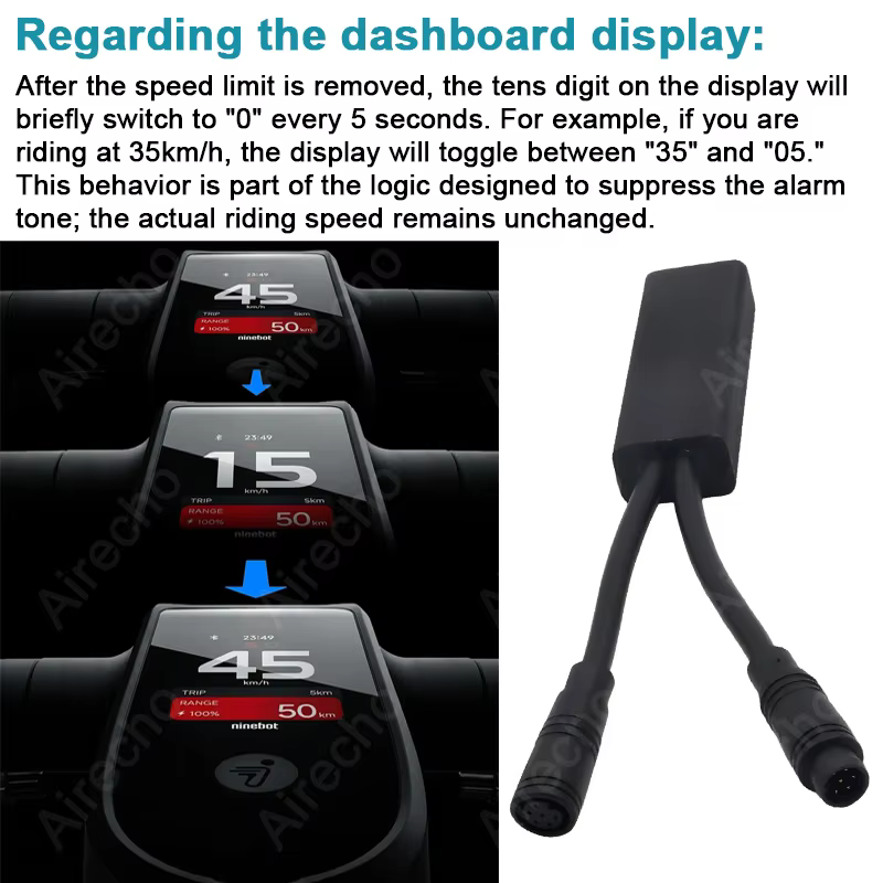 Câbles de déverrouillage de vitesse personnalisés pour trottinette Ninebot by Segway Max G3E/G3D – Vitesse maximale de 45 km/h – Câbles de déblocage du limiteur de vitesse