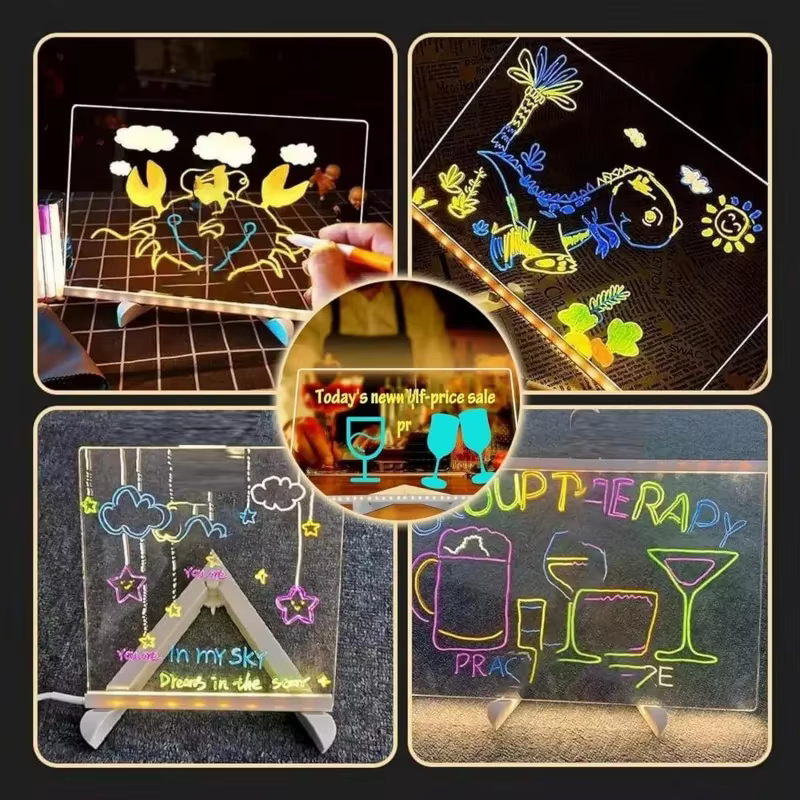Lampe LED personnalisée, tableau de messages en acrylique, effaçable, USB, planche à dessin pour enfants, veilleuse de chambre à coucher, cadeau d'anniversaire pour enfants