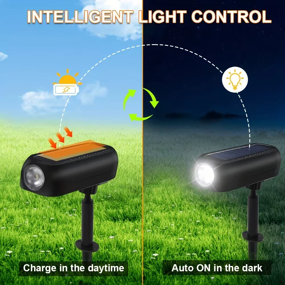 Projecteur Solaire Étanche pour Décoration de Jardin, Éclairage d'Extérieur, Idéal pour une Cour, une Pelouse, Marche/Arrêt existent, 62 Pièces
