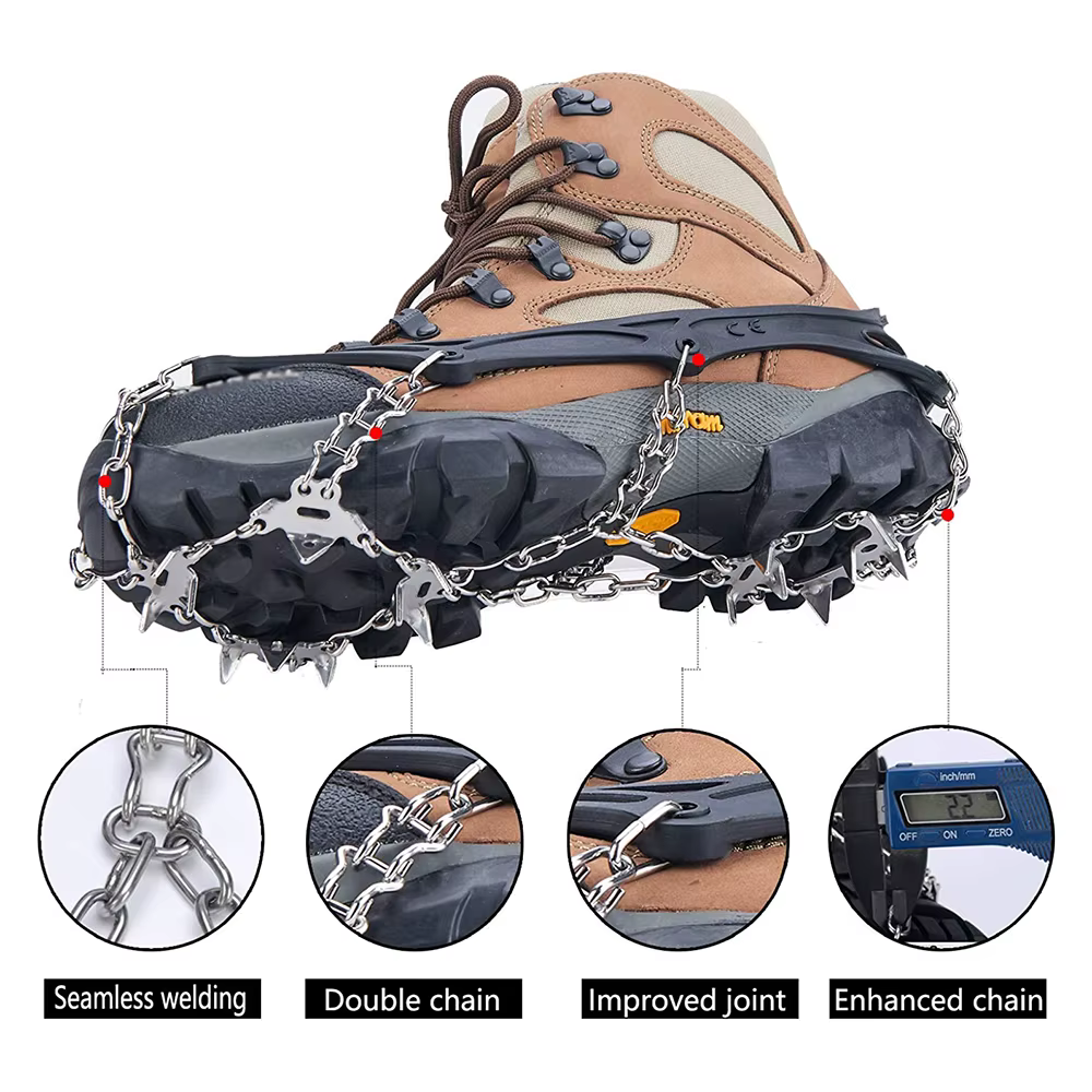 Crampons chaussures 19 pointes glace neige pince