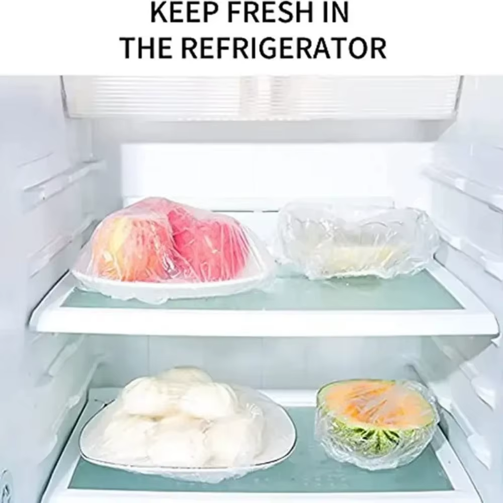 100/200 PCS Housses de protection alimentaire réutilisables pour cuisine, qualité alimentaire, pour conservation des aliments frais, transparentes et élastiques