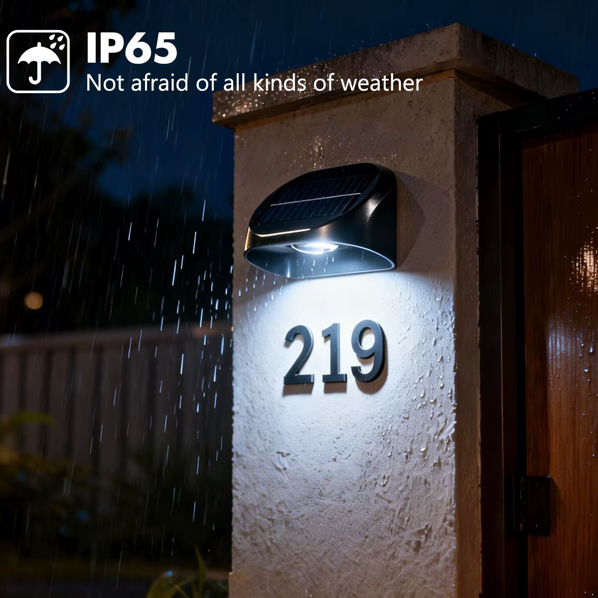 Lampe murale solaire, lumière de jardin, décoration de numéro de maison solaire, lumière IP65 étanche, marche/arrêt automatique, modes RVB pour clôture, cour, marche, extérieur