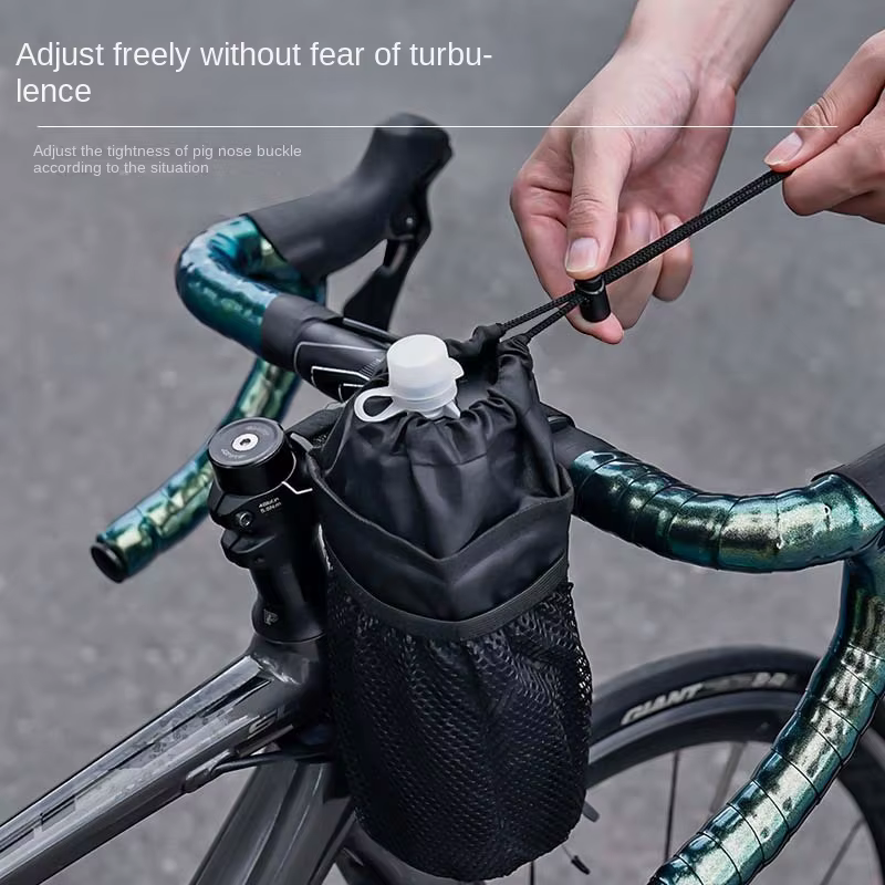 Sac de vélo porte-bouteille de vélo tige de guidon sac thermique avec poche en maille porte-gobelets à café sac de transport de bouteille d'eau de cyclisme