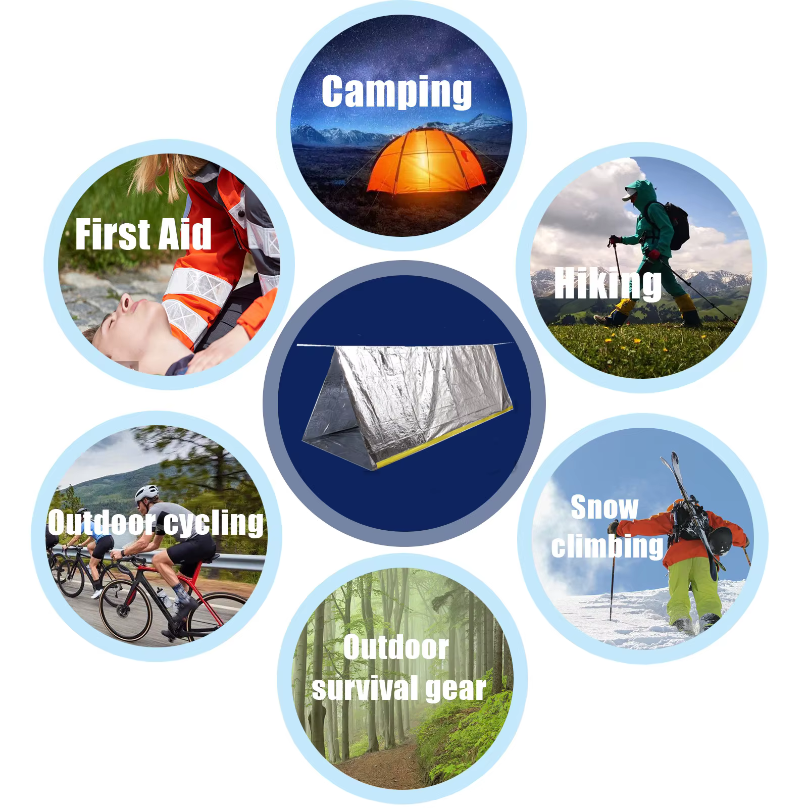 Tente de premiers secours portable pour 2 personnes – Abri d'urgence imperméable et coupe-vent avec couverture en Mylar – Idéal pour le camping