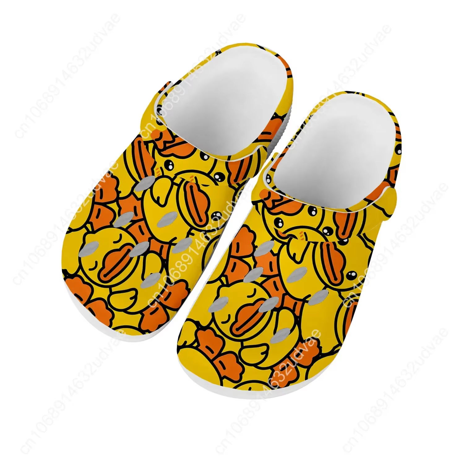 Chaussures d'eau en canard jaune pour hommes et femmes, sabots de jardin confortables à la mode, sandales personnalisées, pantoufles de plage respirantes à trous