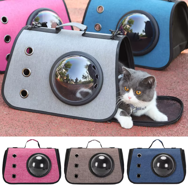 Sac à Capsule spatiale Portable pour chat, sac à bandoulière pliable à main, Cage transparente pour chat, fournitures pour chaton et chien